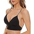 Women's Low Back Bra Wire-Free U-Shaped Backless Bra Convertible Spaghetti Strap Seamless Sleeping Bralette
