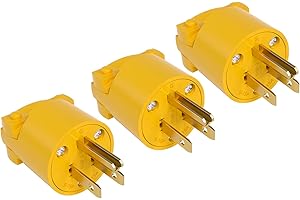 STARELO Electrical Replacement Plug Extension Cord End Yellow Shell 125V 15A 2Pole 3Wire NEMA 5-15P Industrial Grade 3-Prong 