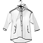 neheewin Rain Poncho for Kids Reusable, EVA Rain Coats for Girls Boys Clear Kids Rain Jacket, Kids Ponchos with Hood