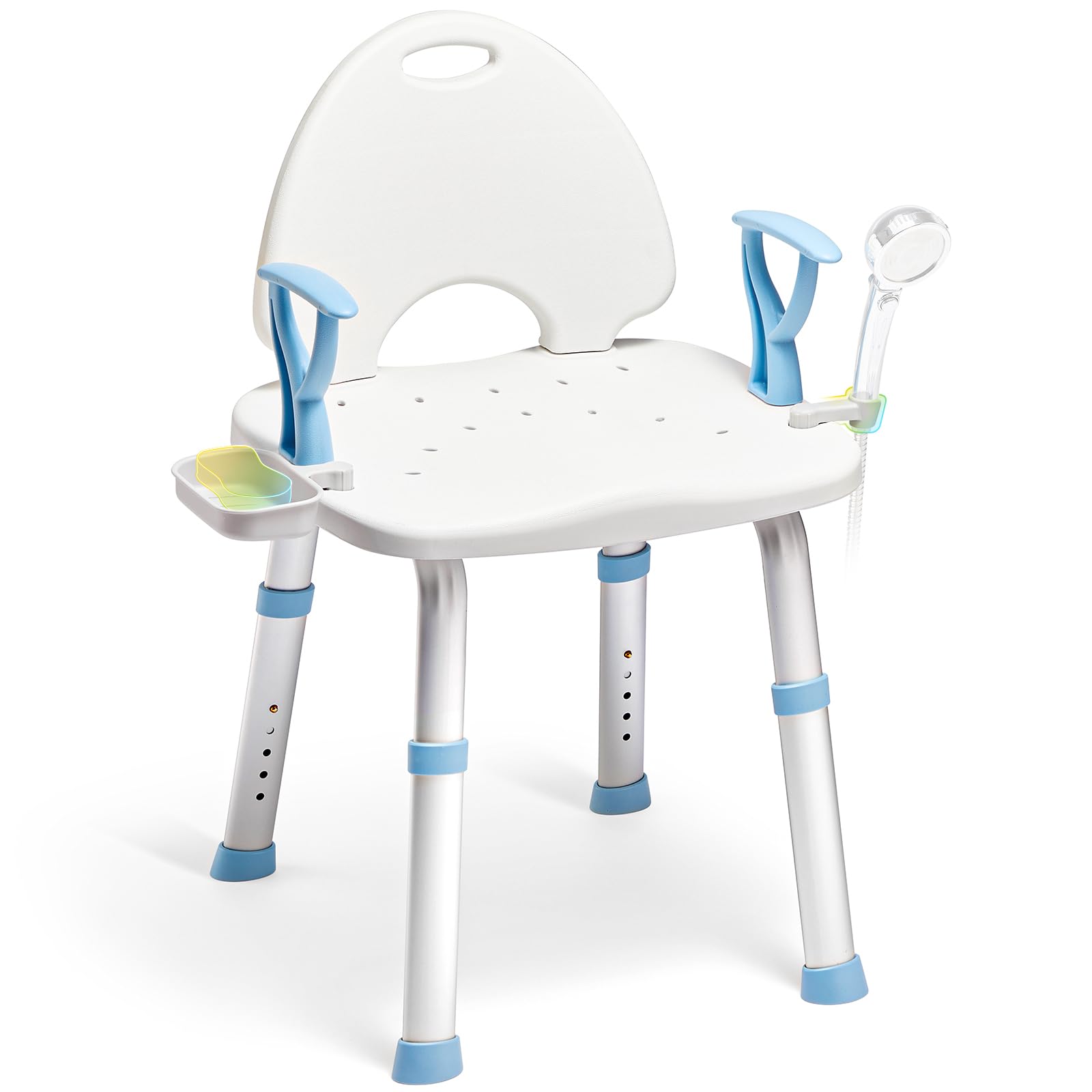 OasisSpace Shower Chair for Inside Shower - 450lbs Heavy Duty Bathroom Shower Chair with Back and Arms, Wide Seat Shower Stool with Handles, Adjustable Handicap Shower Seat for Senior and Disabled