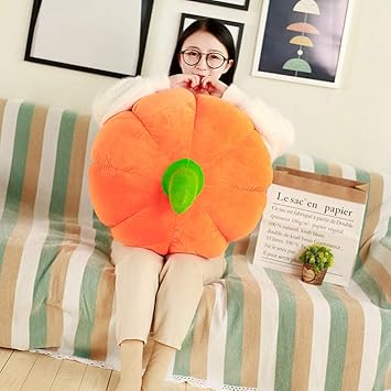 FidgetGear Soft Stuffed Pumpkin Fluffy Pumpkin Plush Toy Halloween Pumpkins Decorative Couch Throw Pillow for Kids Toddlers Babies Orange Orange About 30 cm in Diameter