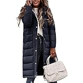 Jyanl Womens Winter Long Puffer Coat Thicken Ladies Quilted Jacket Puffy Padded Zip Hood Parka Side Zipper Trendy 2026