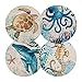 CoxFox Set of 6 Coasters for Drinks with Holder Funny Absorbent Ceramic Coaster Set for Coffee Table Cup Women Men Gift (Sea)