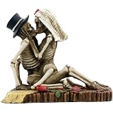 SUMMIT COLLECTION Love Never Dies Wedding Skeleton Couple Kissing Figurine Statue Eternal Love Skull Wedding Cake Topper 4 inch L