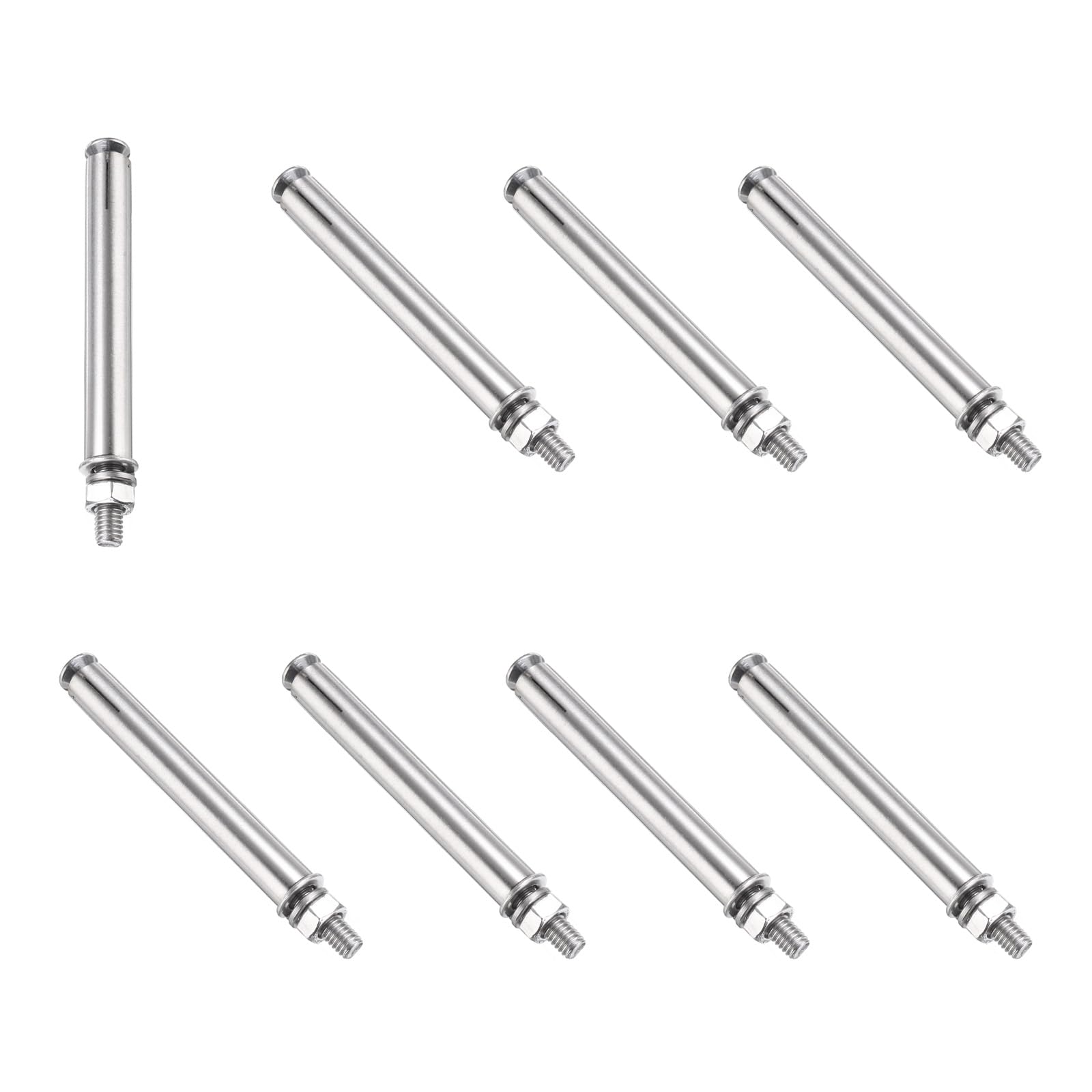 PATIKIL M6 x 90mm Expansion Bolts, 8Pcs 304 Stainless Steel Expansion Screw Bolts Sleeve Anchoring Fastener for Wall Concrete Brick Wall Drywall Air Conditioner, Silver