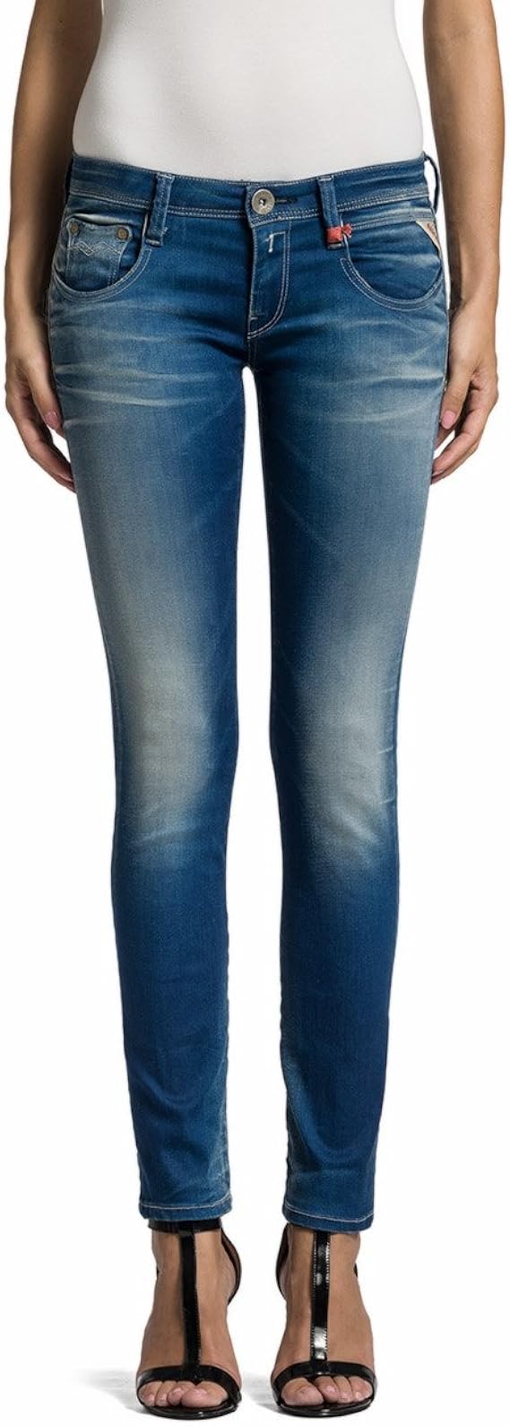Replay Damen Slim Jeans Jodey, Gr. W29/L34 (Herstellergröße 29), Blau