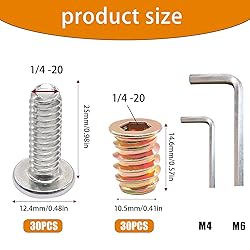 Taiss 30 Sets 1/4"-20 Threaded Inserts for