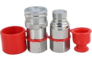 KEFLY 3/4" Skid Steer Flat Face Hydraulic Quick Connect Couplers With Dust Covers - Compatible With Parker FE Series | Safeway FFE49 Series | Faster FFH Series