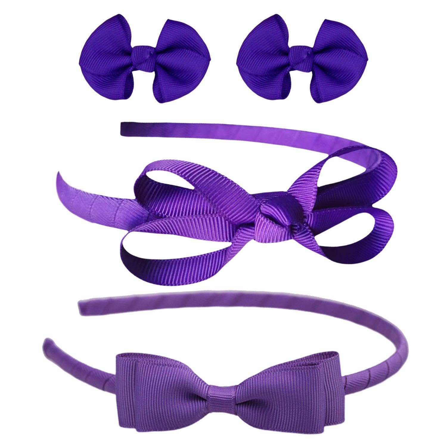 2 Pieces Of Bow Hairbands, 2 Pieces Of Bow Hairpins, Purple Hair Accessories, Girls' Headbands, Clothing Accessories Jewelry, Purple Headband Decoration