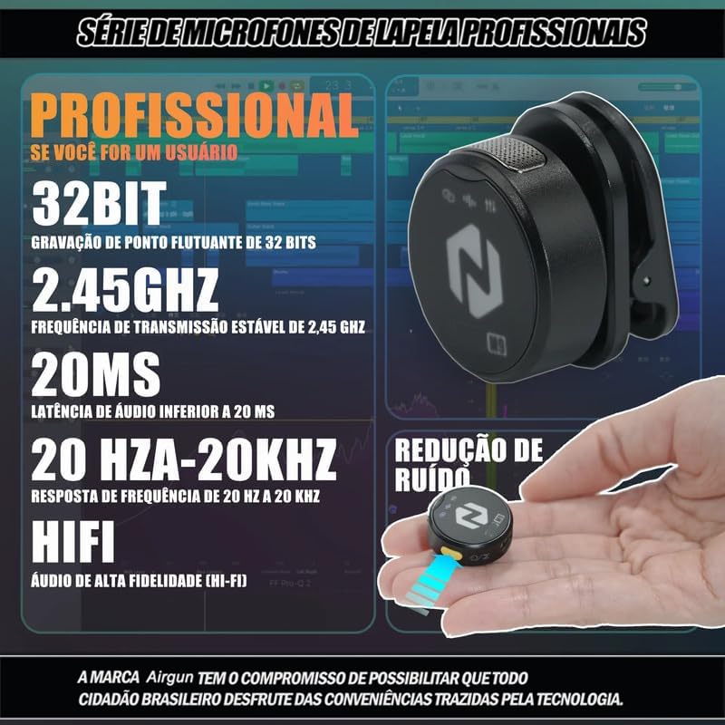 Microfone Lapela Sem Fio Magnético Completo m9 Max para YouTube, TikTok, Podcast e Vlogs
