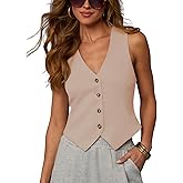 Scoton Women's Summer Vest Tops V Neck Button Down Tank Tops Sleeveless Going Out Crop Tops Cute Business Casual Shirt