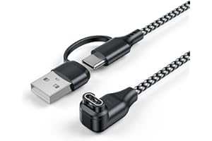 3.3FT/1m Charging Cable for Garmin Watch, L-Shape 2-in-1 USB C & USB A Nylon Braided Charging Cord for Vivoactive,Forerunner,