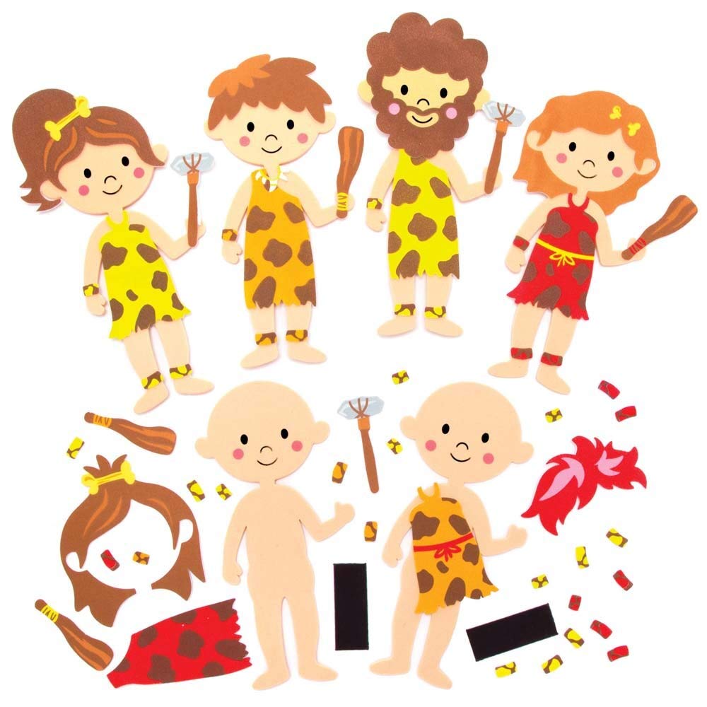 Baker Ross FE449 Stone Age Mix & Match Magnet Kits - Pack of 8, Magnets for Kids, Fridge Magnet for Children, Make Your Own Magnets Craft Kit