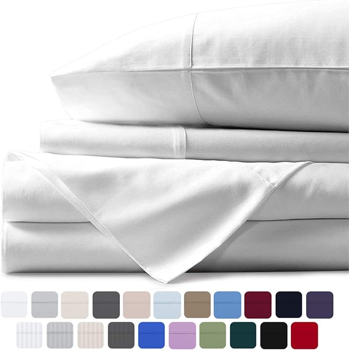 Mayfair Linen 100 Egyptian Cotton Sheets, White King Sheets Set, 800 Thread Count Long Staple