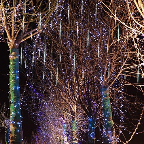 XmasLed 50cm(19.7 inch) 240 LED Meteor Shower Rain Lights Waterproof 8 Tubes String for Wedding Party Christmas Xmas Valentine Decoration White