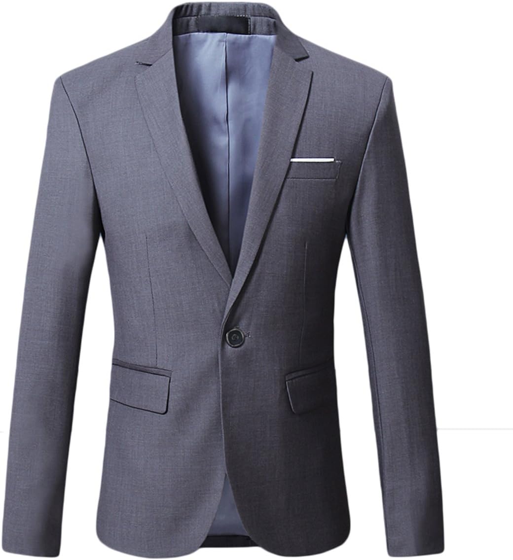 MirecooMen's Premium Slim Fit Casual Blazer Business Jacket One Button Suits Coat
