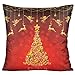 VAKADO Christmas Red Gold Decor Throw Pillow Covers Xmas Outdoor Holiday Winter Deer Home Decorative Cushion Covers Tree Snowflake Decoration for Couch Sofa 18X18 Set of 4