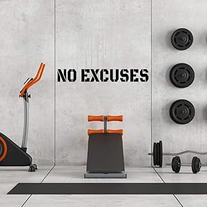 Extra Large Gym Wall Decal | No Excuses Inspirational Wall Sticker Quote | 4 Feet Long | Huge Art Decoration | Big Vinyl Lettering Motivation for The Home Gym | Workout Fitness Exercise Sign (Black)