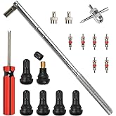 TIMESETL Valve Stem Tool, TR412 Tubeless Snap-in Valve Stem with Valve Stem Cores, Slotted-Head Valve Cap, Single Head Valve 