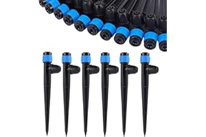 FULAIERGD Drip Irrigation Emitters with Adjustable 360 Degree Water Flow Drippers Sprayer for 1/4 inch Tubing, Garden Drippers Sprayer Perfect for House Garden Watering System.(50pcs-Blue 360 Degree Sprayer)