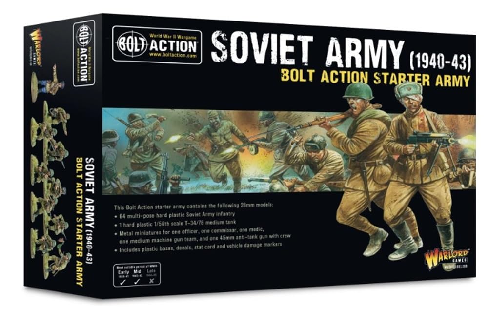 Warlord Games Soviet Army (1940-43) Starter Army - 28mm Scale Plastic Miniatures for Bolt Action Highly Detailed World War 2 Miniatures for Table-top Wargaming