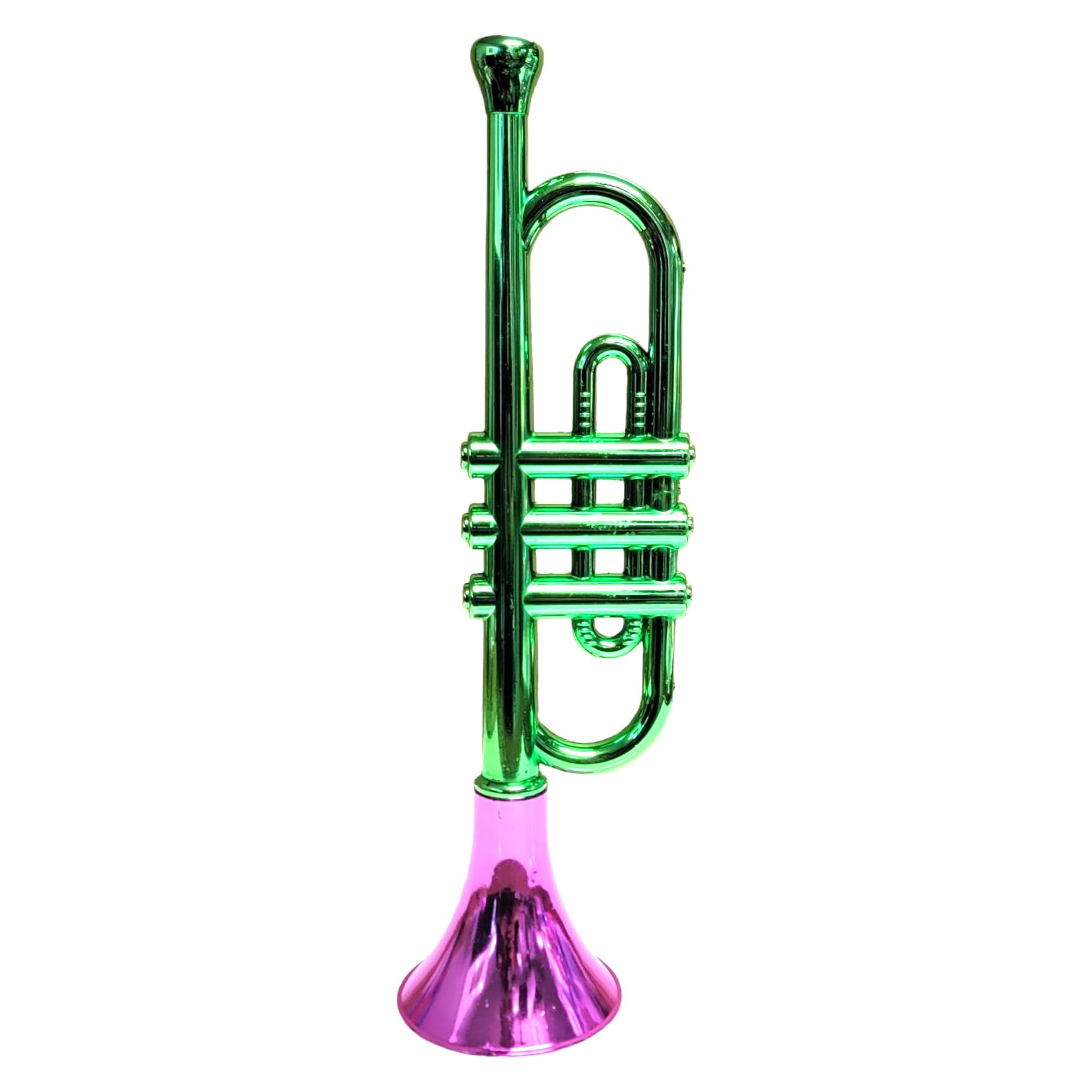 Metallic Trumpets (13 Inch) Plastic Noisemaker Music Toys for Kids Instruments Noise Makers for Birthday Parties Favors Sports Mardi Gras (1 Metallic Trumpet (Random Color))