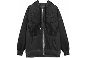 PZLDEYTAY Zip Up Hoodies Womens Men Jackets Loose Fit Y2k Star And Cross Graphic Print Sweatshirts Gothic Oversized Jackets