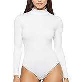 XFit Women's Mock Turtle Neck Long Sleeve Thong Tops Bodysuit Jumpsuit