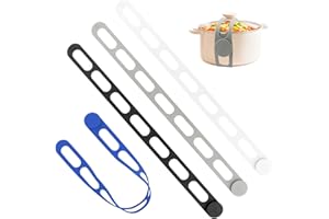 Mellisore Self-Locking Silicone Latch Straps, 4-Pack Reusable & Adjustable Ties for Slow Cooker Lid, Pot, Bento Box, Cord, Yo