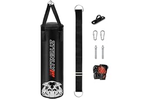ZTTENLLY Kids Punching Bag with Gloves - PU Leather & Adjustable Height Strap - Boxing Bag Set for 3-8-14 Years Kids/Youth Great for Boxing, MMA, Kickboxing