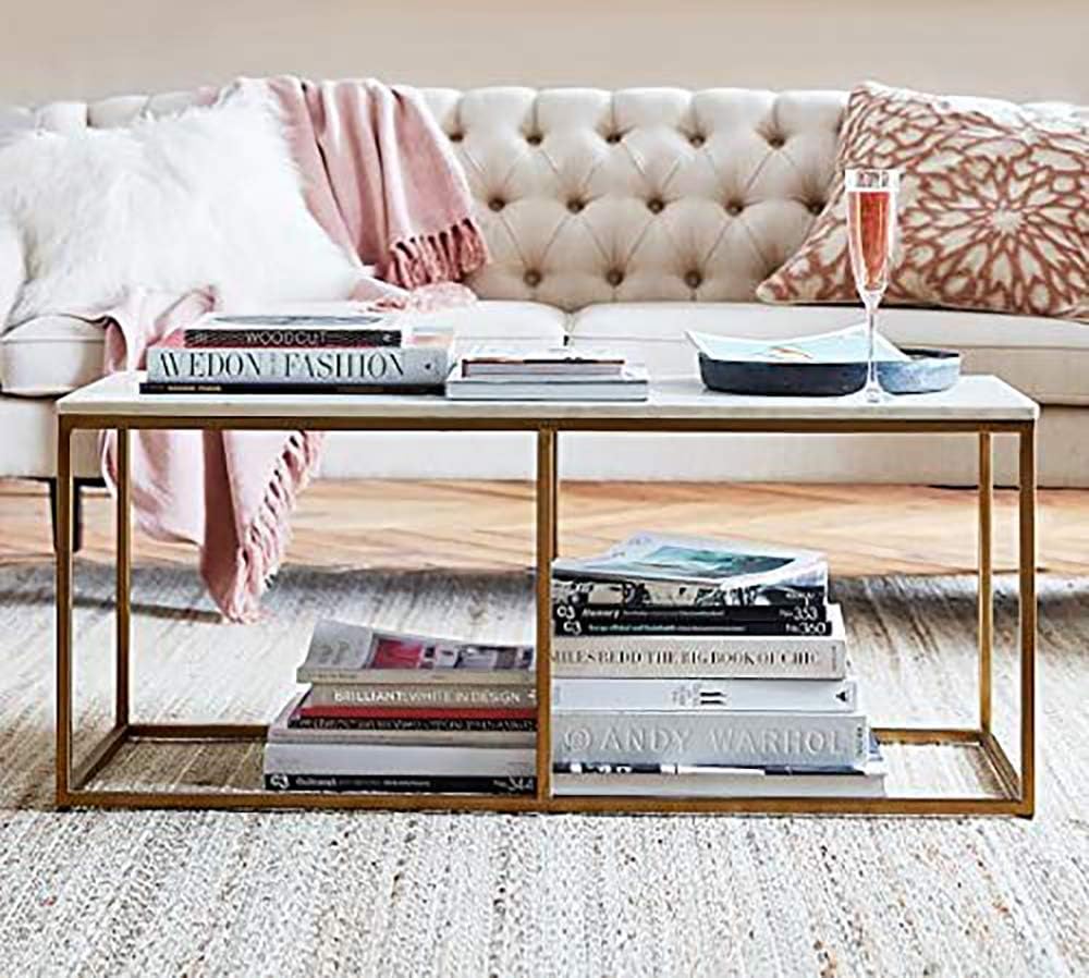 Homey Essense Metal & Solid Wood Center Coffee Table for Home (Black and Brown)