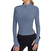 IECCP Workout Tops for Women Long Sleeve Quarter Zip Pullover Quick Dry Golf Shirt Athletic Slim Fit Crop Yoga Gym Tops