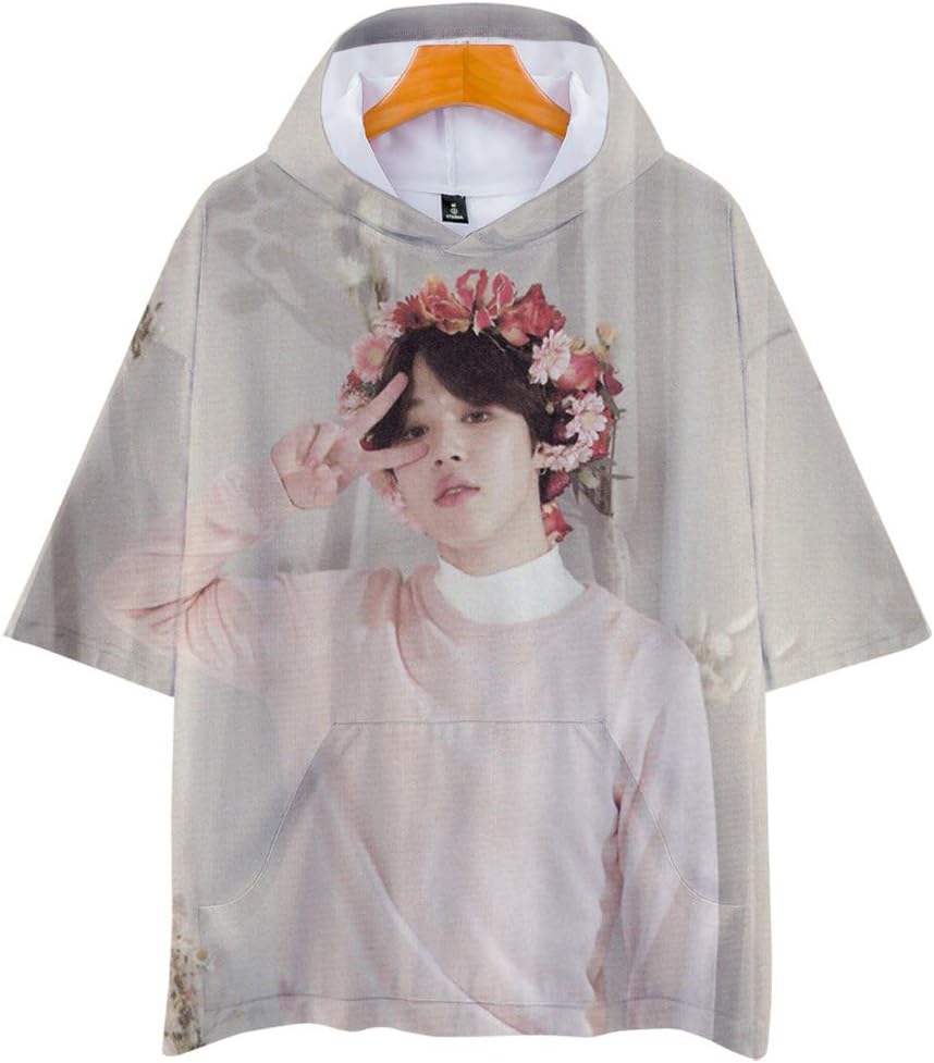 APHT Unisex BTS 3D Hoodie Short Sleeve T-Shirt for Men Women Teen Bangtan Boys Jin Suga J-Hope RM Jimin V Jung Kook Summer Tops Sweater Pullover Jackets