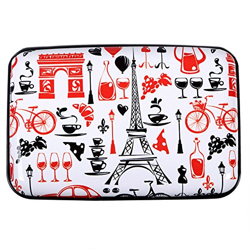 Aluminum Wallet RFID Blocking Metal Business ID Credit Card Holder Hard Case (Landmarks of Paris)