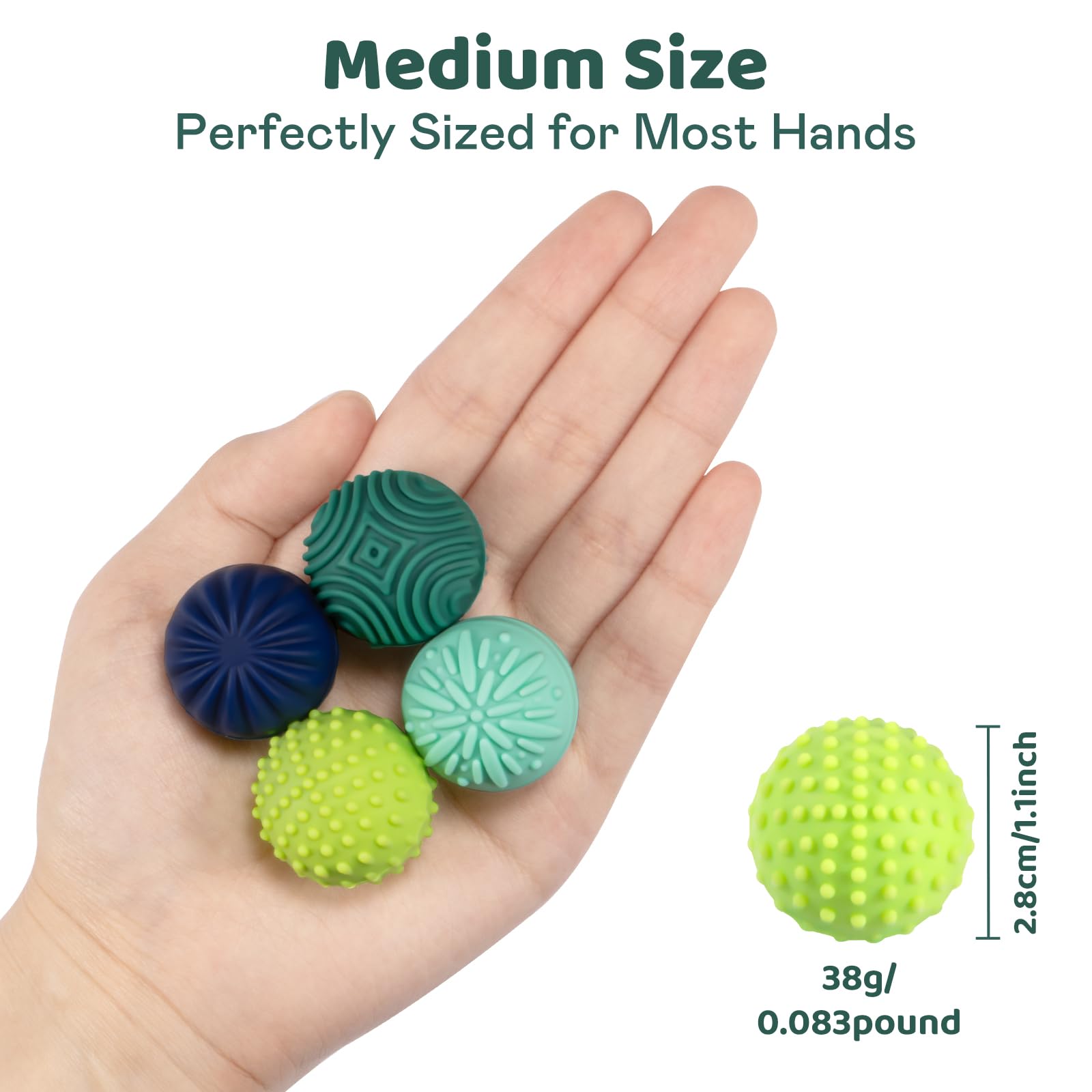 Magnetic Sensory Fidget Balls – 4PC Medium Weighted Textured Silicone Stress Relief Toys for Adults & Teens with ADHD, Autism, Anxiety – Quiet Magnet Fidgets for Desk, Travel, Office & Gifts