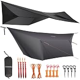 onewind 12&times;10ft Ultralight Camping Hammock Tarp, Hammock Rainfly with Doors | 1.1oz 20D Ripstop Silnylon, 4000mm Water resistant, Lightweight Tarp Shelter, 4 Season Tent Tarp for Hiking Backpacking