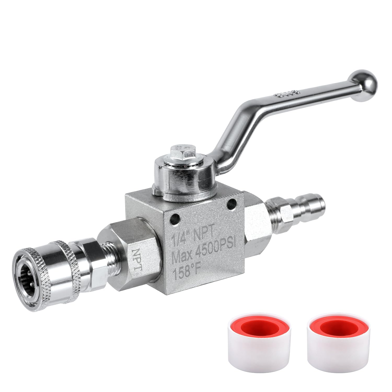 NQEUEPN High Pressure Washer Ball Valve Kit, Premium Stainless Steel 1/4 Ball Valve Kit Easy To Open And Close Designed Specifically for Pressure Washing Hoses