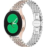 Juntan Stainless Steel Bands Compatible for Samsung Galaxy Watch 7/6/5/4 Band 40mm 44mm, Watch 5 Pro 45mm, Galaxy Watch 6/4 Classic 43mm 47mm 42mm 46mm, Quick Release 20mm Metal Straps for Women Men