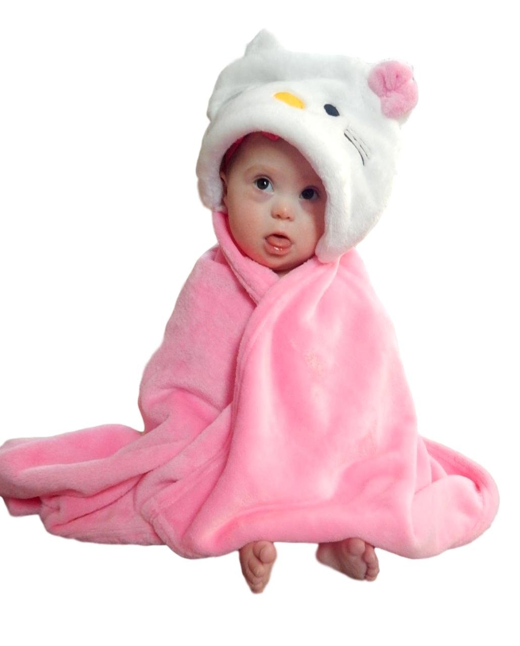 Hooded Animal Blanket Plush Security Comfy Wrap | Boy or Girl Infant or Toddler