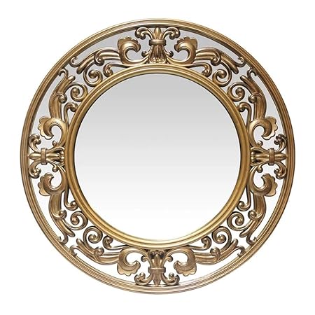 Nuevo Blanco Antiguo Espejos Redondo Flor Montado En La Pared