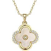 MAARRING Four Leaf Clover Necklace for Women White Mother of Pearl Necklace Trendy Lucky Clover Pendant Necklace with Gift Box