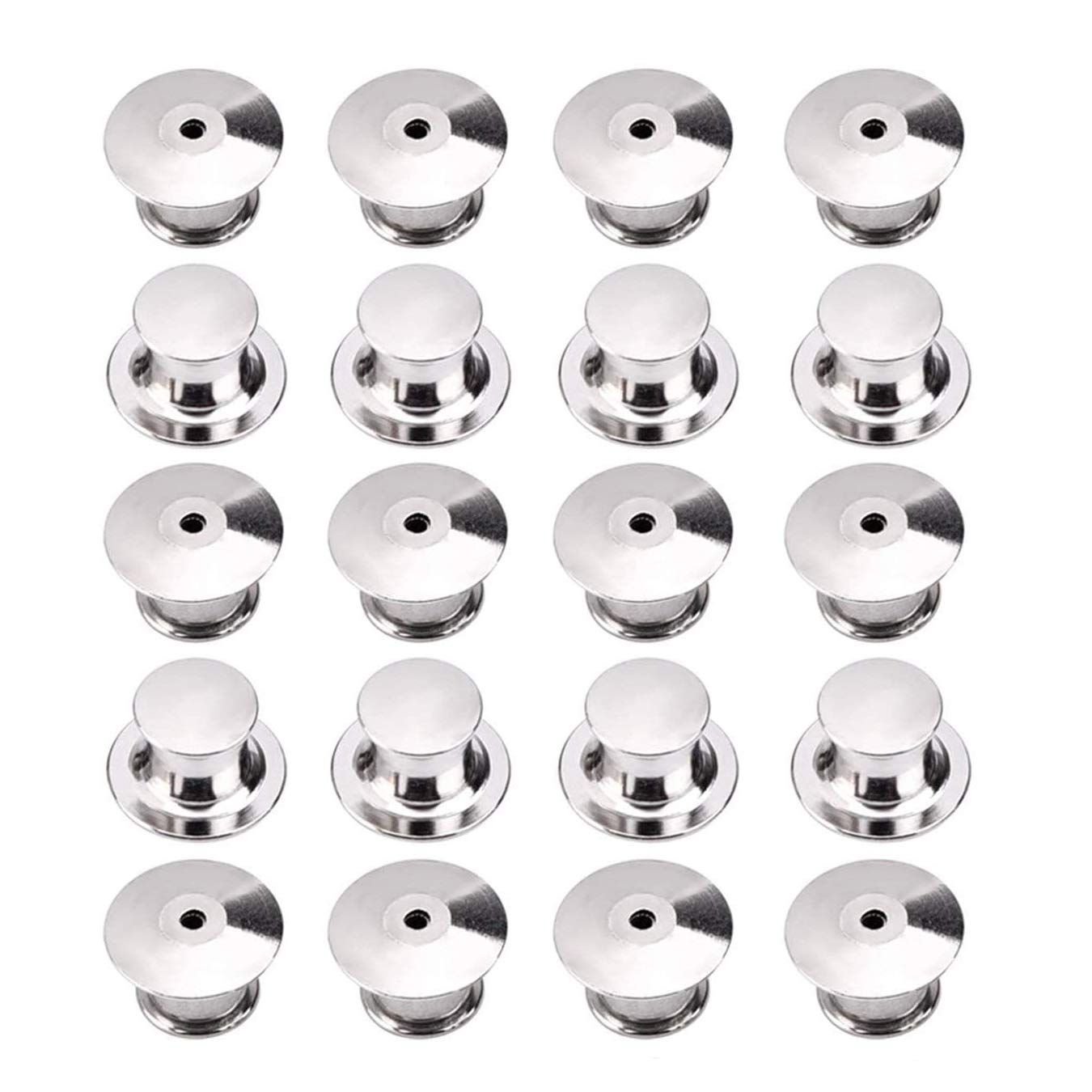 Pin Locks,20 Pieces Metal Locking Pin Keepers Backs Replacement Pin Backs Clasp for Badges Insignia Name Tags Display Books Lanyards Bags Vests Hats(Silver)