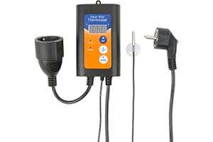 CastleGreens Digital Temperature Controller for Seed Germination, Growth and Reptiles, Heat Mat Thermostat with Durable ABS Housing, 40–108 ºF, 1000W