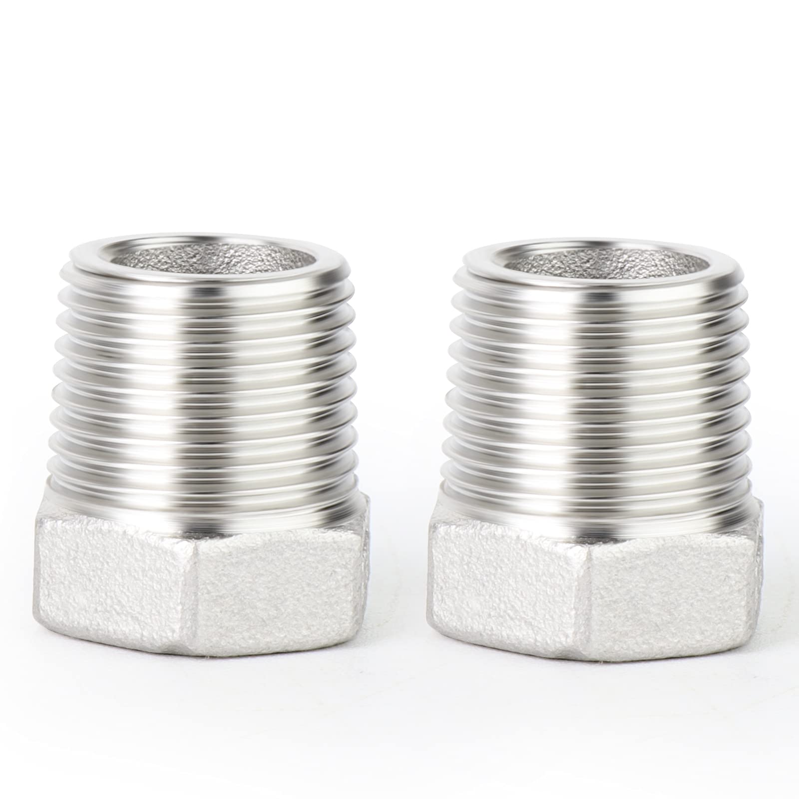 ERGAOBOY 2pcs 304 Stainless Steel Hex Reduction Ring BSP 3/8" Male to 1/4" Female Hose Adapter Connector