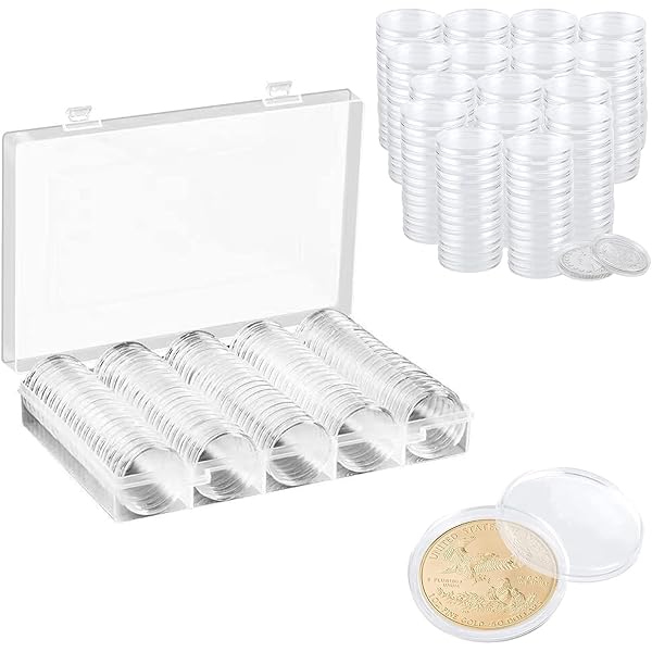 100 Capsulas Para Monedas Con Caja De Plástico Ajustable | Meses Sin
