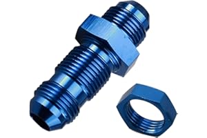 AC PERFORMANCE Aluminum Straight -3 AN Male Flare Union Bulkhead Fuel Fitting with AN3 Bulkhead Nut, Blue