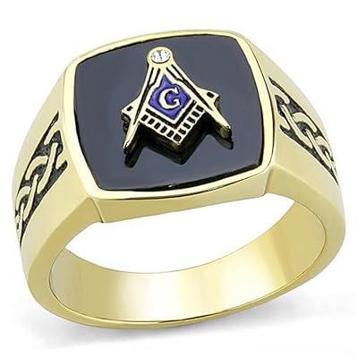 Masonic Lodge Freemason Ring 14k Gold Plated Jordan Ubuy