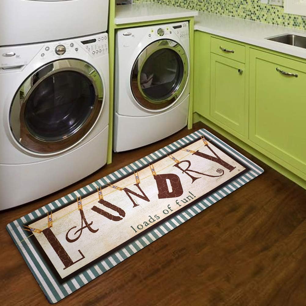 Satbuy Laundry Room Rug Kitchen Rug Runner, Non Skid Cute Vibrant Floor Rug for