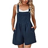 WDIRARA Women's Sleeveless Romper Overalls Loose Shorts Jumpsuit with Pockets
