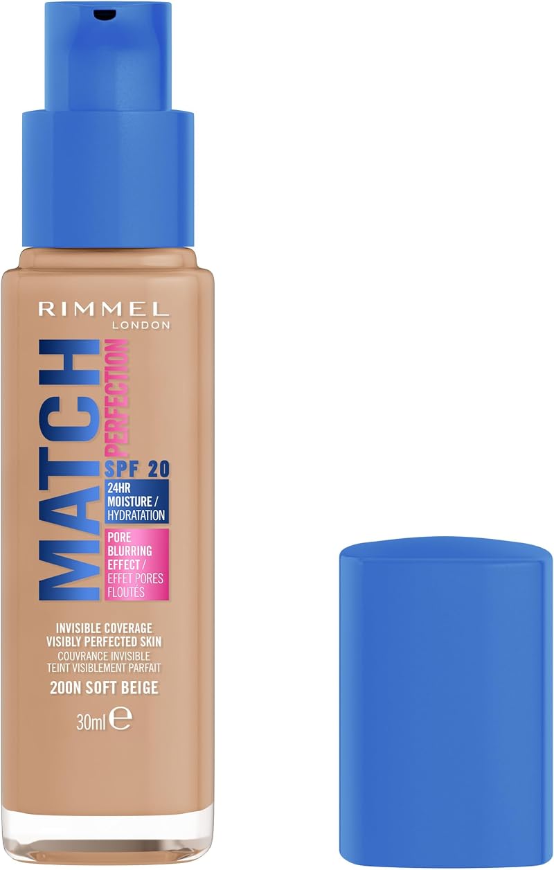 Rimmel Match Perfection Foundation 200W Soft Beige SPF20 30ml Cruelty Free